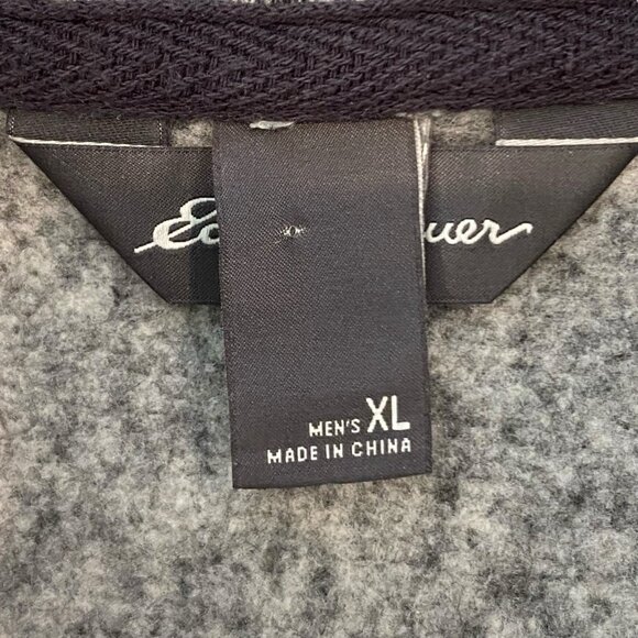 EDDIE BAUER Men's Radiator Fleece Snap Pullover Sweater XL Heathered Gray NWOT - Picture 4 of 6
